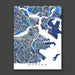 Map of Boston in blue and gray on a dark background
