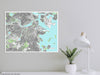 Boston, Massachusetts map art print with city streets and buildings designed by Maps As Art.
