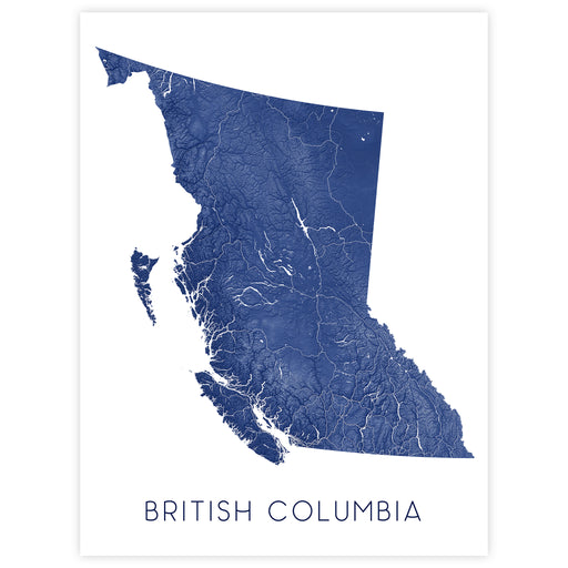 Map of British Columbia in blue on a white background