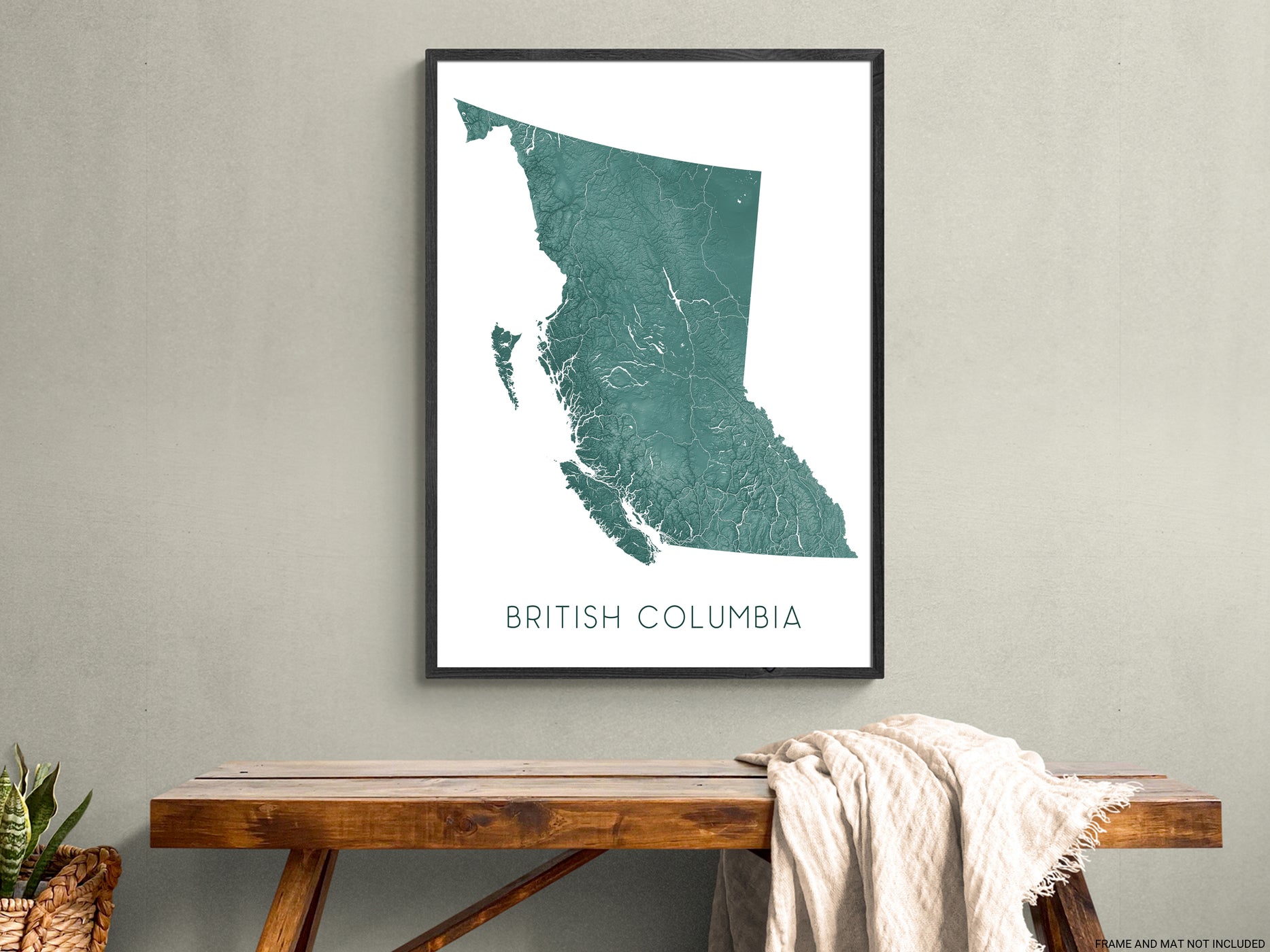 British Columbia Map Wall Art Print Poster - Topographic BC Canana Roa ...