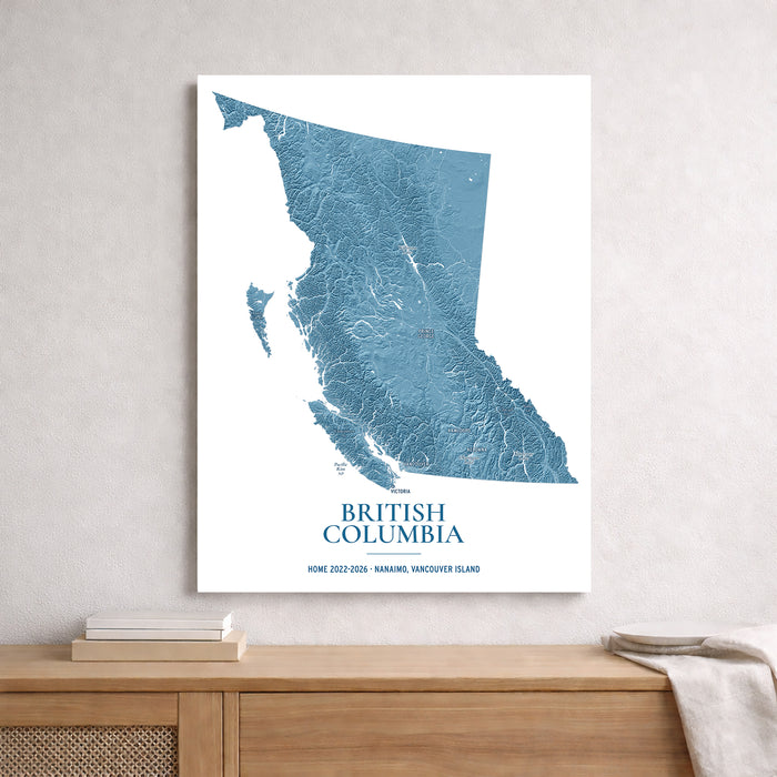 British Columbia Map Print: Custom Topographic BC Wall Art Poster