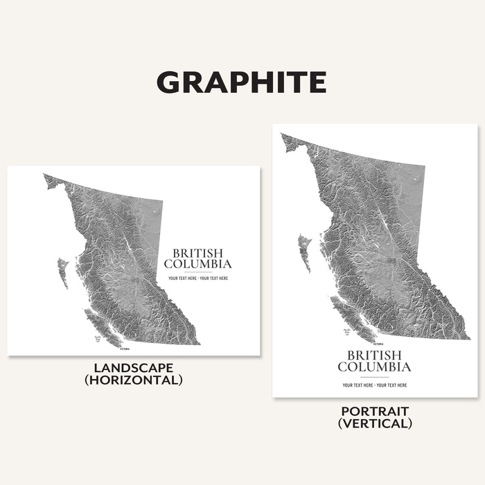 British Columbia Map Print: Custom Topographic BC Wall Art Poster