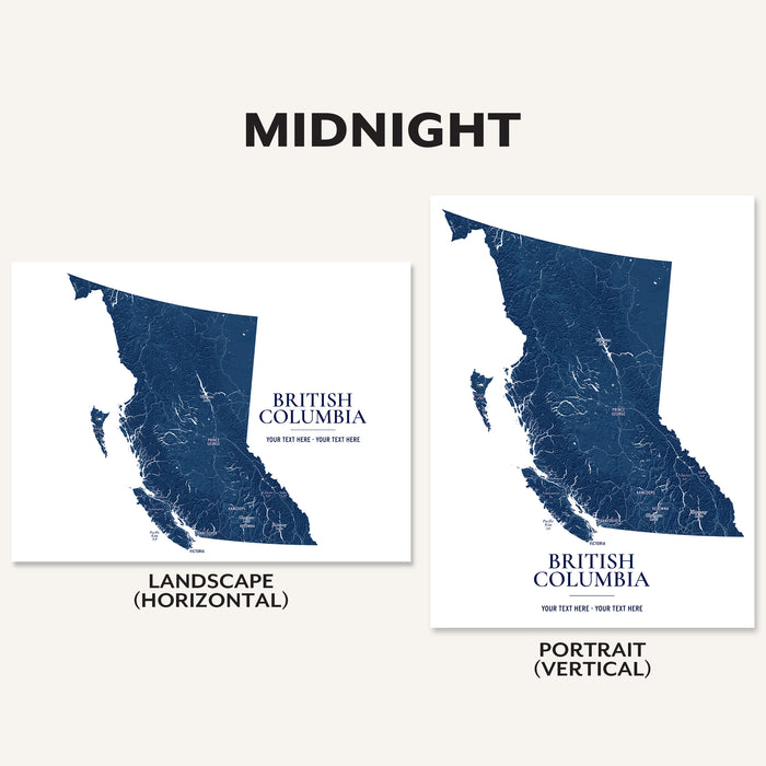 British Columbia Map Print: Custom Topographic BC Wall Art Poster