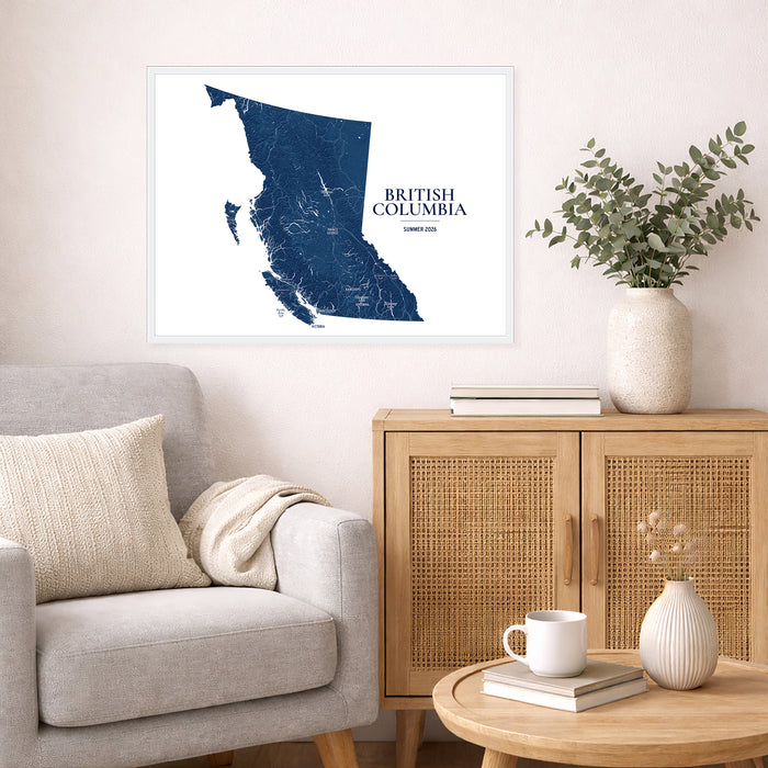 British Columbia Map Print: Custom Topographic BC Wall Art Poster