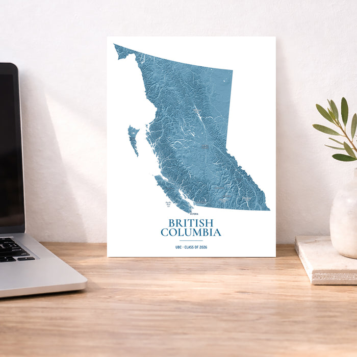 British Columbia Map Print: Custom Topographic BC Wall Art Poster