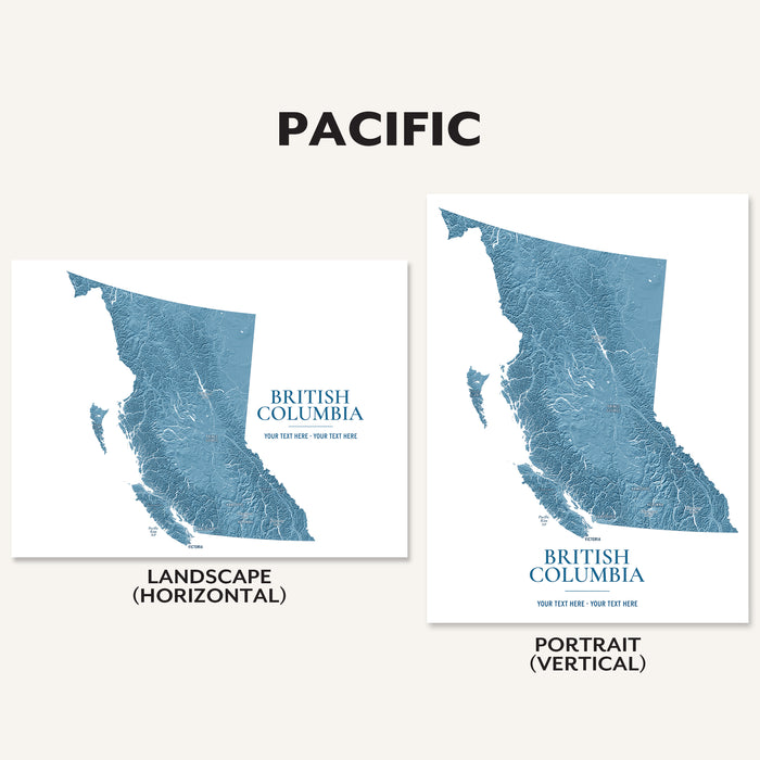 British Columbia Map Print: Custom Topographic BC Wall Art Poster