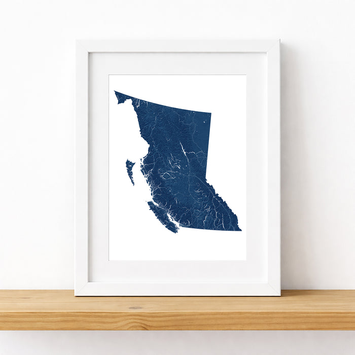 British Columbia Map Print: Custom Topographic BC Wall Art Poster