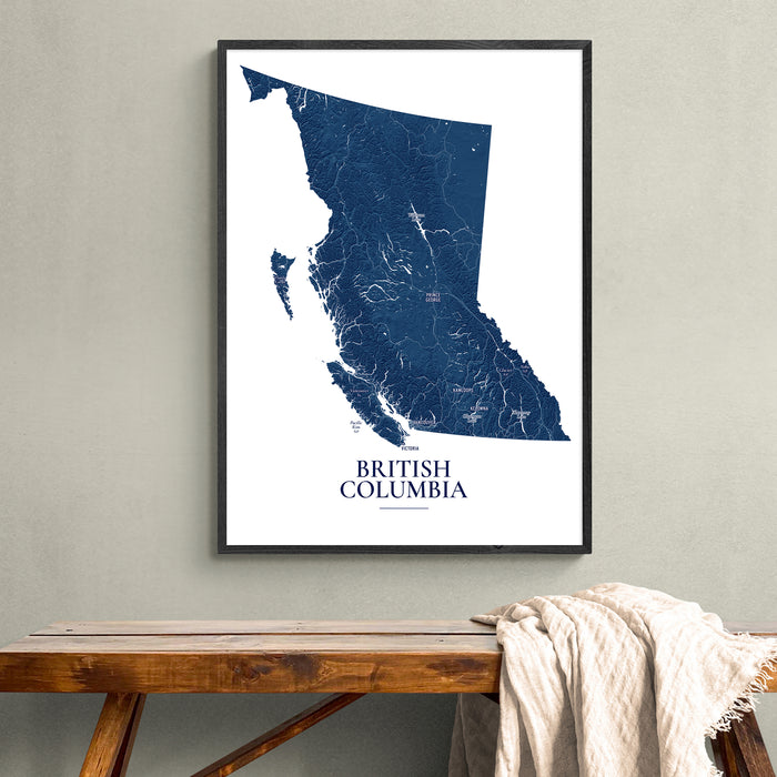 British Columbia Map Print: Custom Topographic BC Wall Art Poster