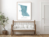 British Columbia, Canada map print with natural landscape and main roads in Navy designed by Maps As Art.