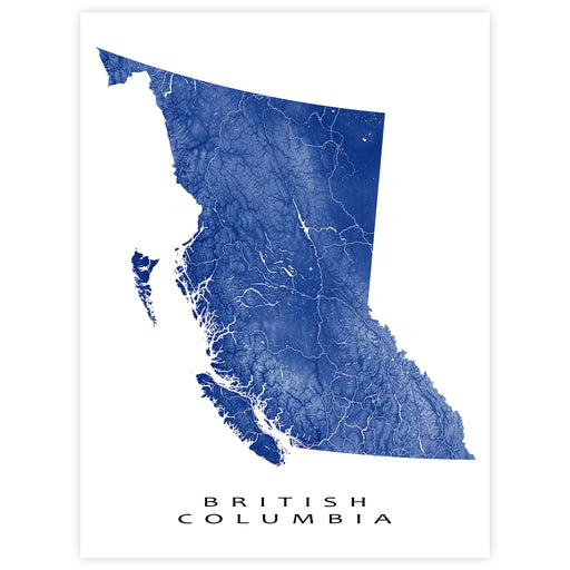 Map of British Columbia in blue on a white background