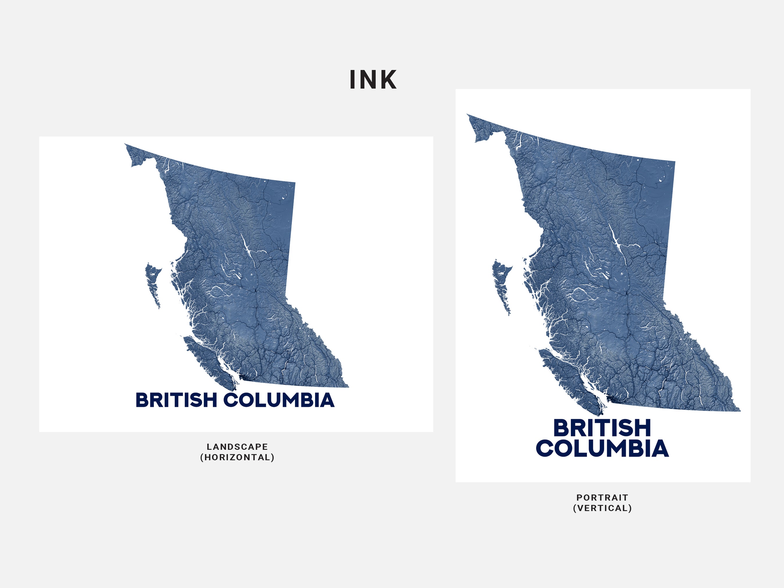 British Columbia Topographic Map Print: Modern BC Wall Art Poster ...
