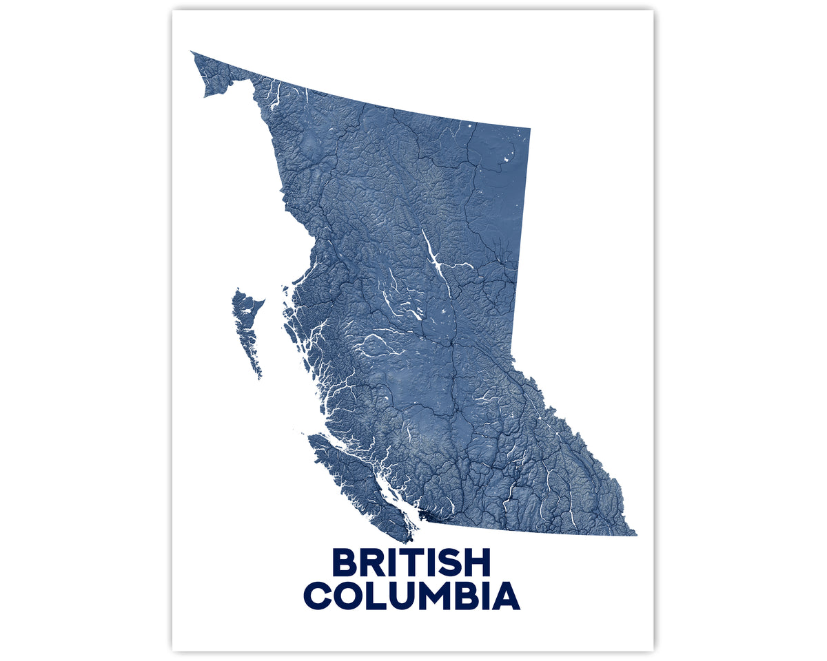 British Columbia Topographic Map Print: Modern BC Wall Art Poster ...