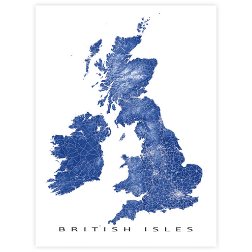 Map of the British Isles in blue on a white background