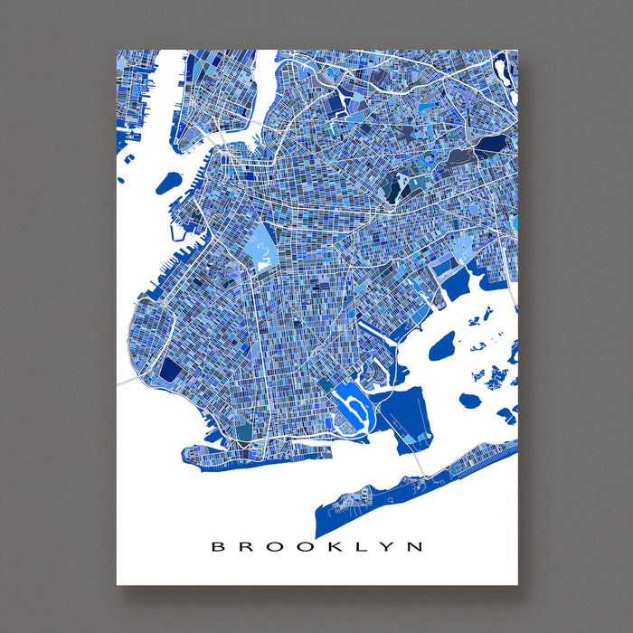 Map of Brooklyn in blue on a white background
