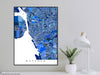 Buffalo, New York map art print in blue shapes designed by Maps As Art.
