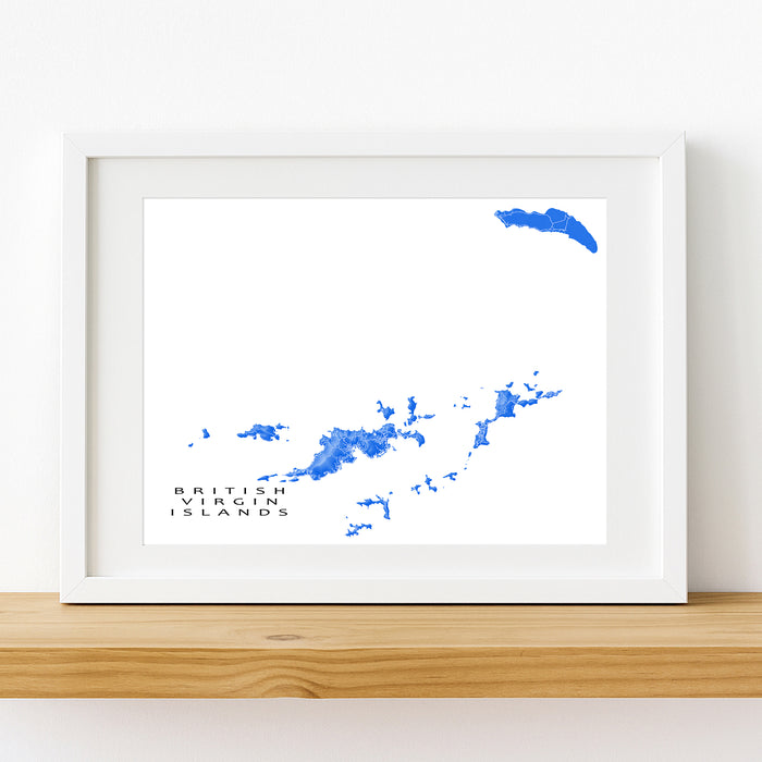 Framed map of the British Virgin Islands on a white background