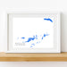 Framed map of the British Virgin Islands on a white background