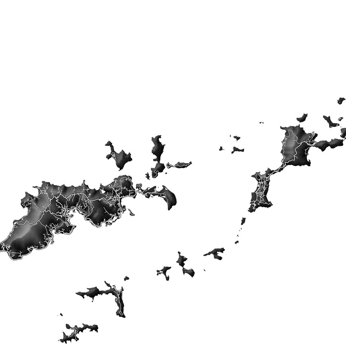 Map of  the BVI in black and white on a white background