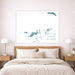 Map of British Virgin Islands on a wall above a bed in a bedroom.