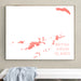 Framed map of the British Virgin Islands on a wall above a bench.