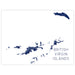Map of the British Virgin Islands in navy blue on a white background