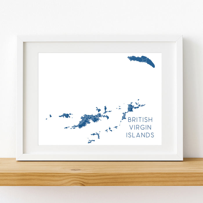 Framed map of the British Virgin Islands on a white background