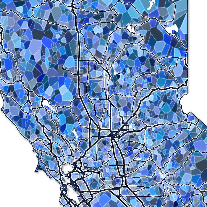 California State Map Print: Blue Mosaic Wall Art Design (Custom Subtitle)