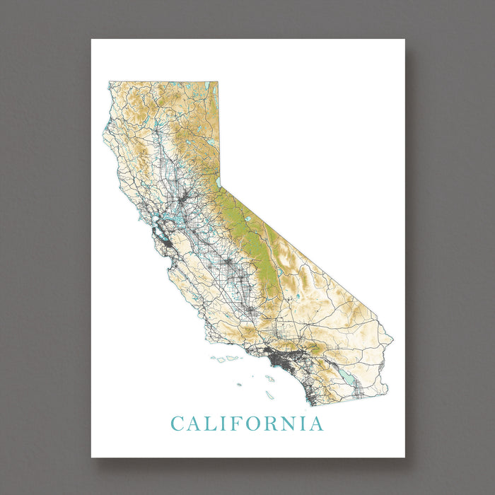 Map of California on a white background with 'California' text at the bottom.