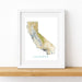 Framed map of California on a white wall