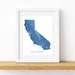 Framed map of California on a white wall