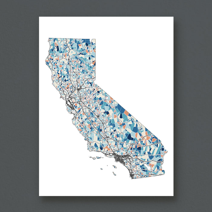 California Geometric State Map: Line Art Print (Personalized Subtitle)