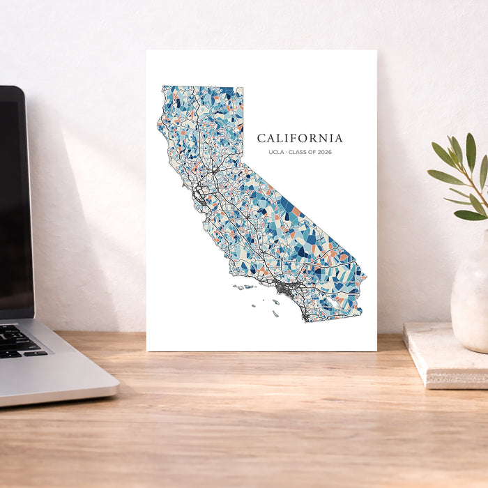 California Geometric State Map: Line Art Print (Personalized Subtitle)