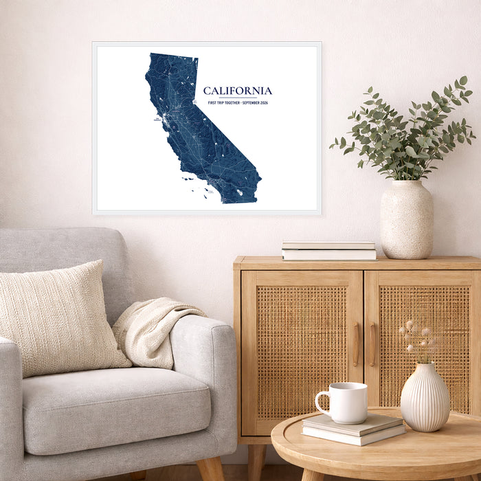 California Personalized Topographic Wall Art Map Print