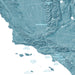 A topographic map print of Southern California and the Channel Islands, featuring labeled cities including Bakersfield, Los Angeles, Anaheim, Long Beach, Santa Monica, Santa Barbara, and San Nicolas. The map uses a textured blue-green relief style on a white ocean background.