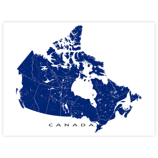 Map of Canada with black lines on a white background