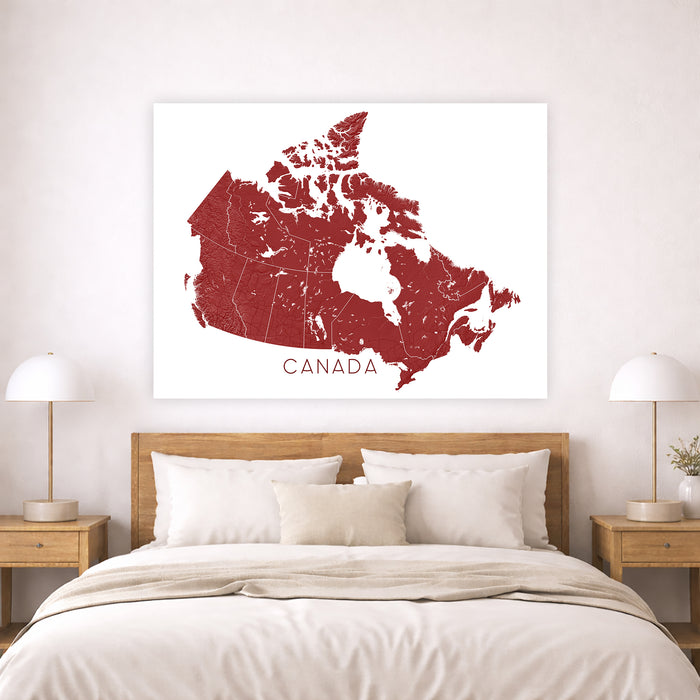 Canada Map Wall Art Print: Topographic Map Poster of Canadian Provinces and Highways