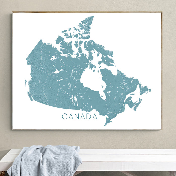 Canada Map Wall Art Print: Topographic Map Poster of Canadian Provinces and Highways