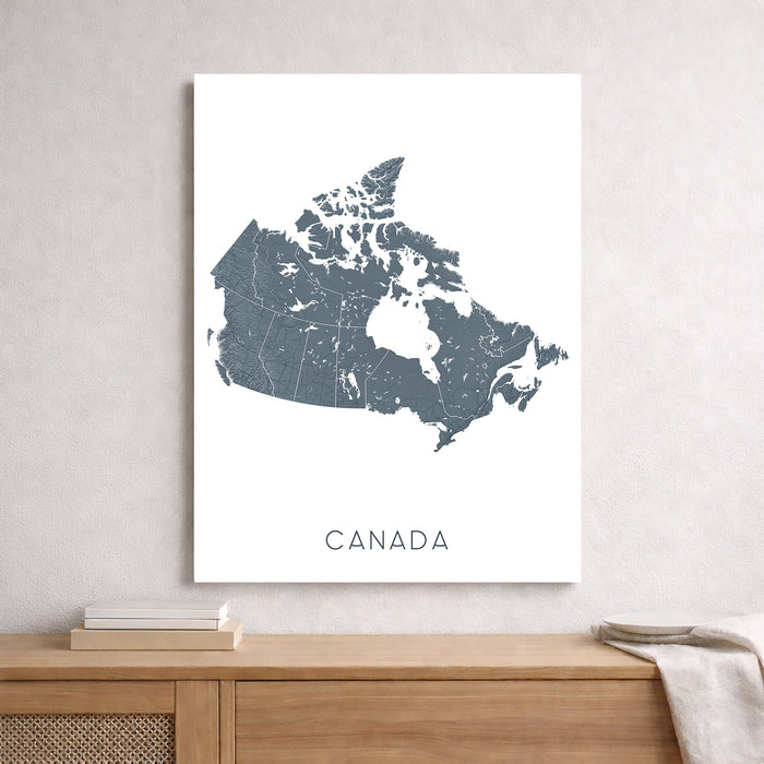 Canada Map Wall Art Print: Topographic Map Poster of Canadian Provinces and Highways
