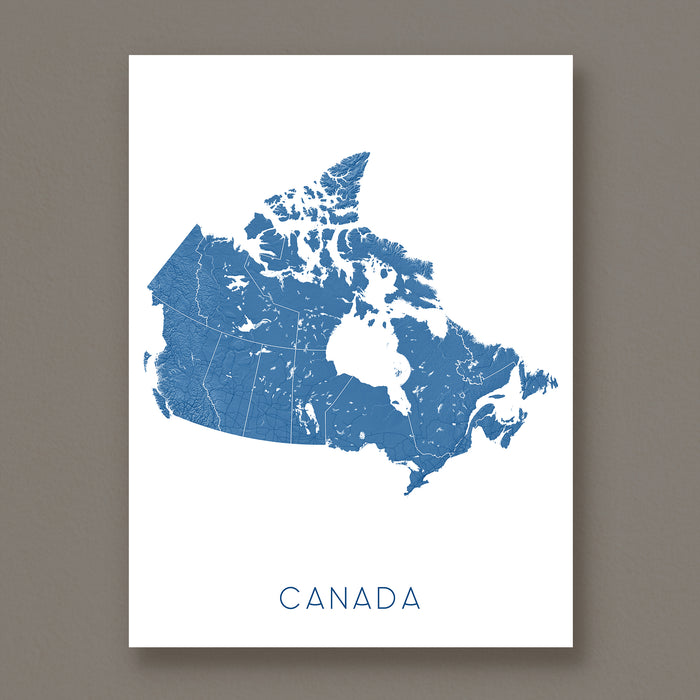 Canada Map Wall Art Print: Topographic Map Poster of Canadian Provinces and Highways
