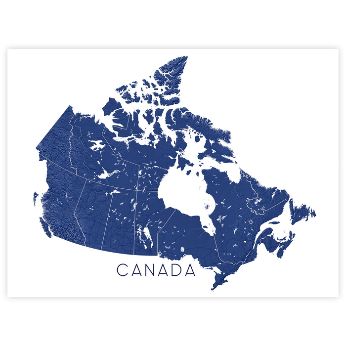 Canada Map Wall Art Print: Topographic Map Poster of Canadian Provinces and Highways