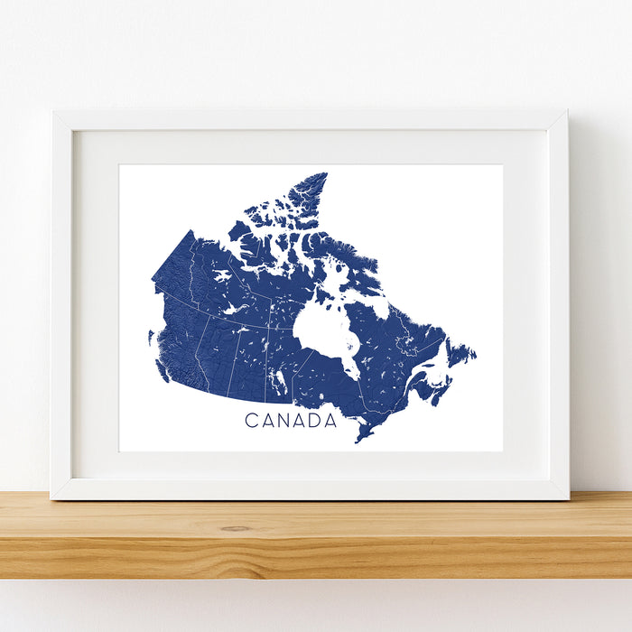 Canada Map Wall Art Print: Topographic Map Poster of Canadian Provinces and Highways