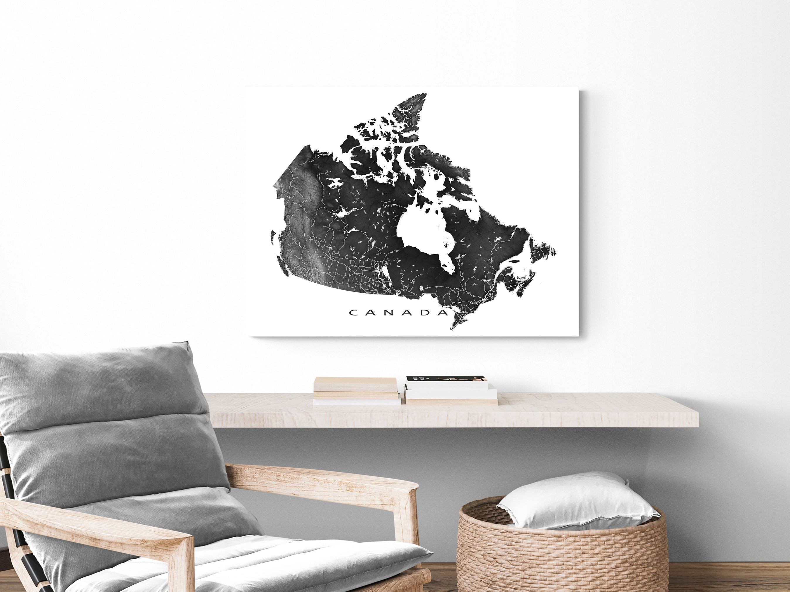 Canada Map Wall Art Print, Topographic 3D Canada Poster Roads Maps, To ...