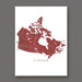 Map of Canada on a white background with red coloring