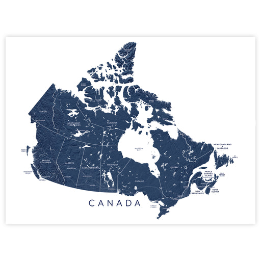Map of Canada with black lines on a white background