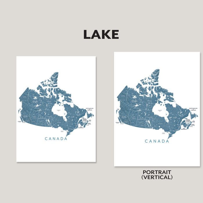 Two maps of Canada on white backgrounds with 'Lake' text above.