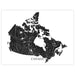Map of Canada with black lines on a white background