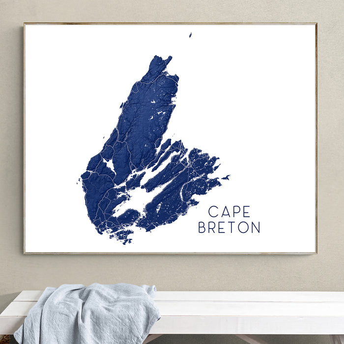 Cape Breton Nova Scotia Map Print: Topographic Wall Art Poster, Cabot Trail