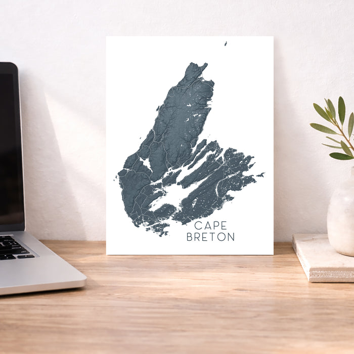 Cape Breton Nova Scotia Map Print: Topographic Wall Art Poster, Cabot Trail