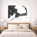 Map of Cape Cod Massachusetts on a wall above a bed