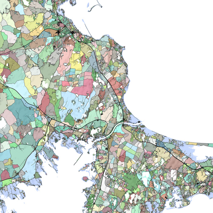 Colorful map of a region with various shades representing different data categories.